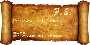 Policzer Sándor névjegykártya